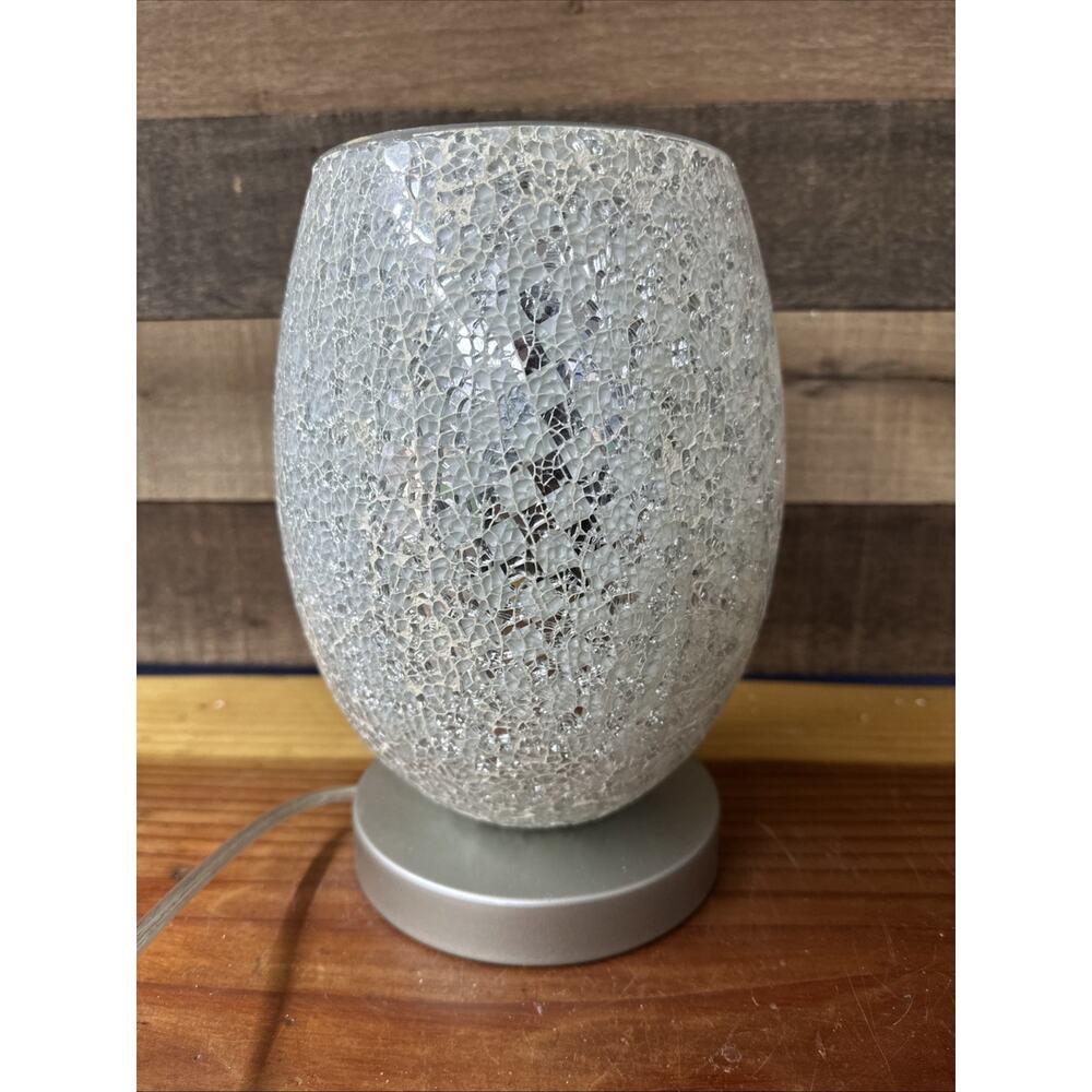 Mosaic Silver White Table Lamp 10”